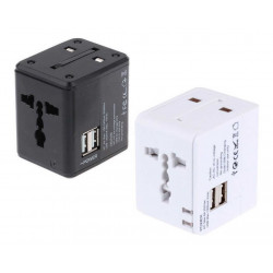 Adaptador viajero TBCin 2 usb 125Vca 6A hasta 250Vca 13A