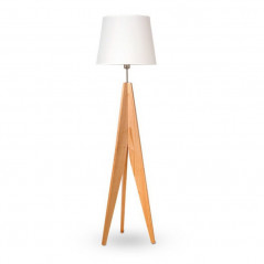 Lámpara de pie CARILUX 1133 de madera con pantalla blanca