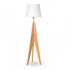Lámpara de pie CARILUX para 1 luz E27 madera con pantalla blanca