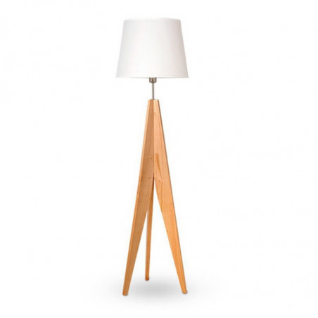 Lámpara de pie CARILUX para 1 luz E27 madera con pantalla blanca