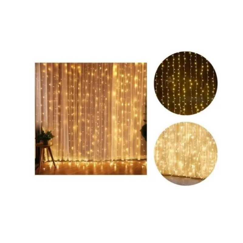 LUZ NAVIDAD CORTINA 300L LED BLANCO FRIO 3X3