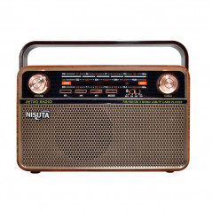 Parlante bluetooth NISUTA NSRV21 estilo vintage con radio AM/FM y AUX outlet