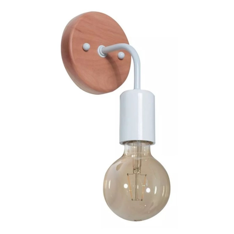 Aplique CARILUX para 1 luz E27 madera paraiso con metal blanco Aplique CARILUX para 1 luz E27 madera paraiso con metal blanco