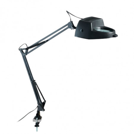 OUTLET Lámpara de mesa DABOR con lupa extensible para tablero con morsa negro