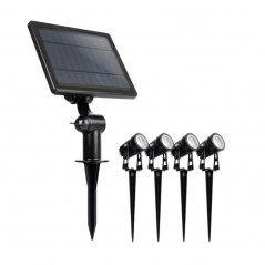 Kit solar MACROLED + 4 estacas IP65 x 1w c/u 3000K luz cálida