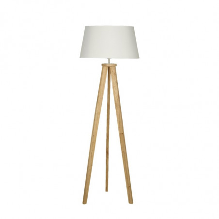 Lámpara de pie CARILUX para 1 luz E27 madera pantalla lino blanco