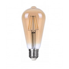 Lámpara led JELUZ filamento pera dorado E27 8W 781lm 3000K luz cálida