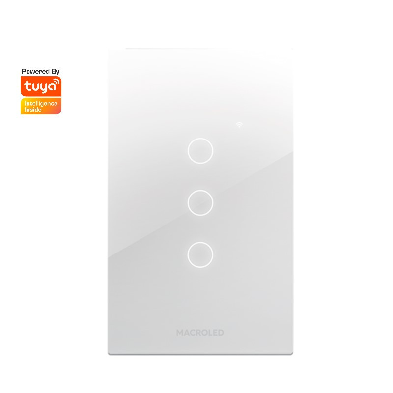 Tecla smart touch MACROLED TSX3B 3 canales 10A blanco