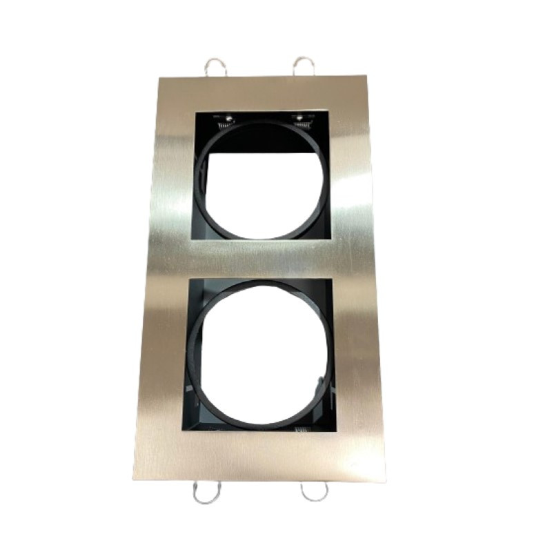 Spot SAN JUSTO de embutir rectangular para 2 luces AR111 GU10 móvil acero
