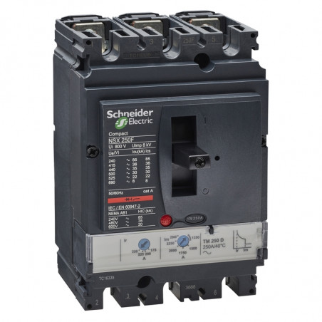 Interruptor compacto SCHNEIDER NSX250F tetrapolar 4x250A 36kA microlog 2.2