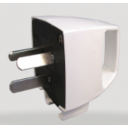 Ficha macho KALOP perno chato polarizado 10A 250v alto consumo blanco