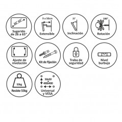 Soporte TV NAKAN SPL-378 giratorio 26 a 65''