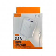 Cargador PRO21 LITE USB-C 3.1A blanco con cable