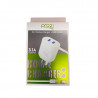 Cargador PRO21 Lightning + 2 USB 3.1A blanco con cable