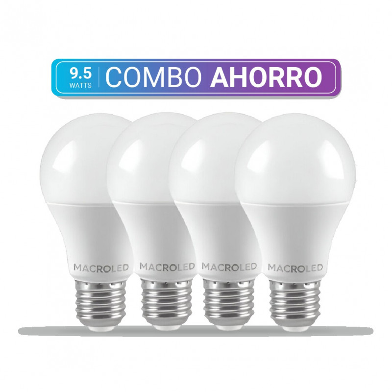 COMBO AHORRO MACROLED 4 lámparas led  9.5W luz fría