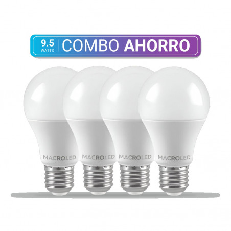 COMBO AHORRO MACROLED 4 lámparas led  9.5W luz fría