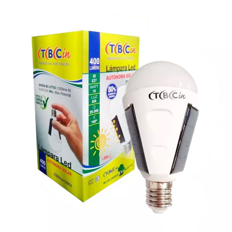 Lámpara led TBCin luz de emergencia autónoma solar E27 10W 400lm 6000K