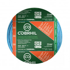 Cable unipolar COBRHIL 2,5mm2 bobina celeste CLASE 4 IRAM 2183
