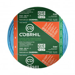 Cable unipolar COBRHIL 4,0mm2 bobina celeste CLASE 4 IRAM 2183