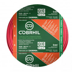 Cable unipolar COBRHIL 6,0mm2 bobina rojo CLASE 4 IRAM 2183