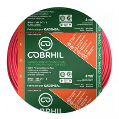 Cable unipolar COBRHIL 4,0mm2 bobina rojo CLASE 4 IRAM 2183