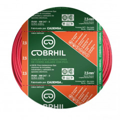 Cable unipolar COBRHIL 2,5mm2 bobina rojo CLASE 4 IRAM 2183