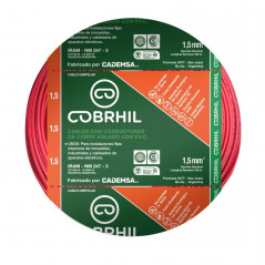 Cable unipolar COBRHIL 1,5mm2 bobina rojo CLASE 4 IRAM 2183