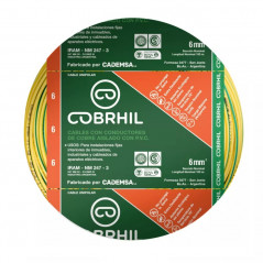 Cable unipolar COBRHIL 6,0mm2 bobina verde amarillo CLASE 4 IRAM 2183