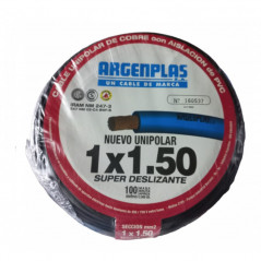 Cable unipolar ARGENPLAS 1,5mm2 bobina negro CLASE 4 IRAM 2183