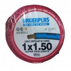 Cable unipolar ARGENPLAS 1,5mm2 bobina rojo CLASE 4 IRAM 2183
