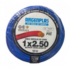 Cable unipolar ARGENPLAS 2,5mm2 bobina celeste CLASE 4 IRAM 2183