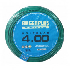 Cable unipolar ARGENPLAS 4,0mm2 bobina verde amarillo CLASE 4 IRAM 2183