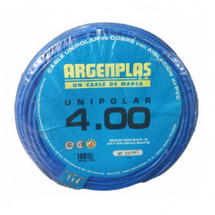 Cable unipolar ARGENPLAS 4,0mm2 bobina celeste CLASE 4 IRAM 2183