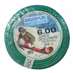 Cable unipolar ARGENPLAS 6,0mm2 bobina verde amarillo CLASE 4 IRAM 2183
