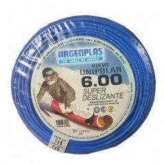 Cable unipolar ARGENPLAS 6,0mm2 bobina celeste CLASE 4 IRAM 2183
