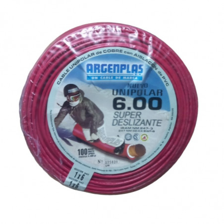 Cable unipolar ARGENPLAS 6mm2 rojo IRAM 2183-NM247-3