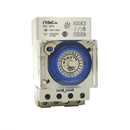 Interruptor horario analógico TBCIN SUL-181H 16A 250V 3 módulos DIN
