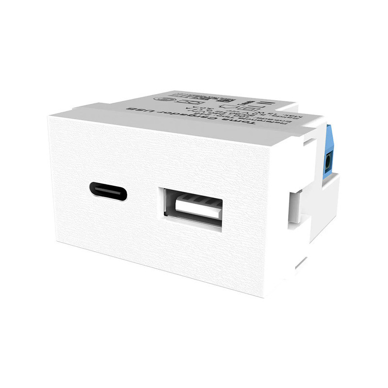 Módulo toma usb JELUZ PLATINUM usb + usb-c 3A blanco