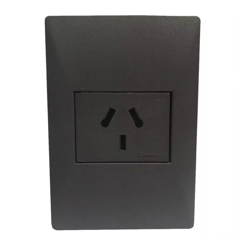 Conjunto armado CAMBRE S.XXII 1 tomacorriente combinado polarizado 10A gris
