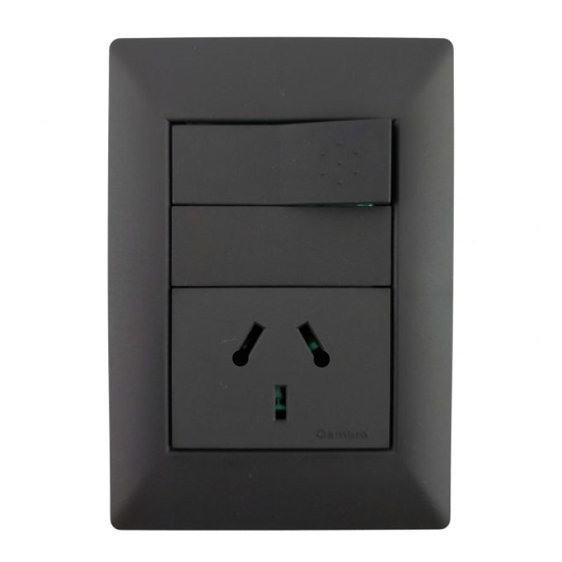 Conjunto armado CAMBRE S.XXII 1 combinacion y 1 tomacorriente combinado polarizado 10A gris Conjunto armado CAMBRE S.XXII 1 combinacion y 1 tomacorriente combinado polarizado 10A gris