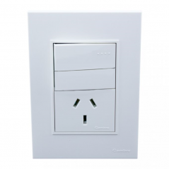 Conjunto armado CAMBRE BAUHAUS 1 punto y 1 tomacorriente combinado 10A blanco