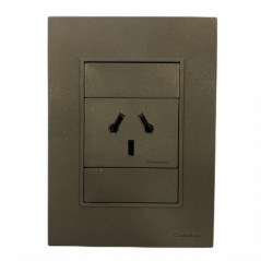 Conjunto armado CAMBRE BAUHAUS 1 tomacorriente combinado polarizado 10A gris