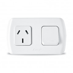 Llave exterior KALOP TEKNA con 1 punto y 1 toma corriente de 10a blanco combinados