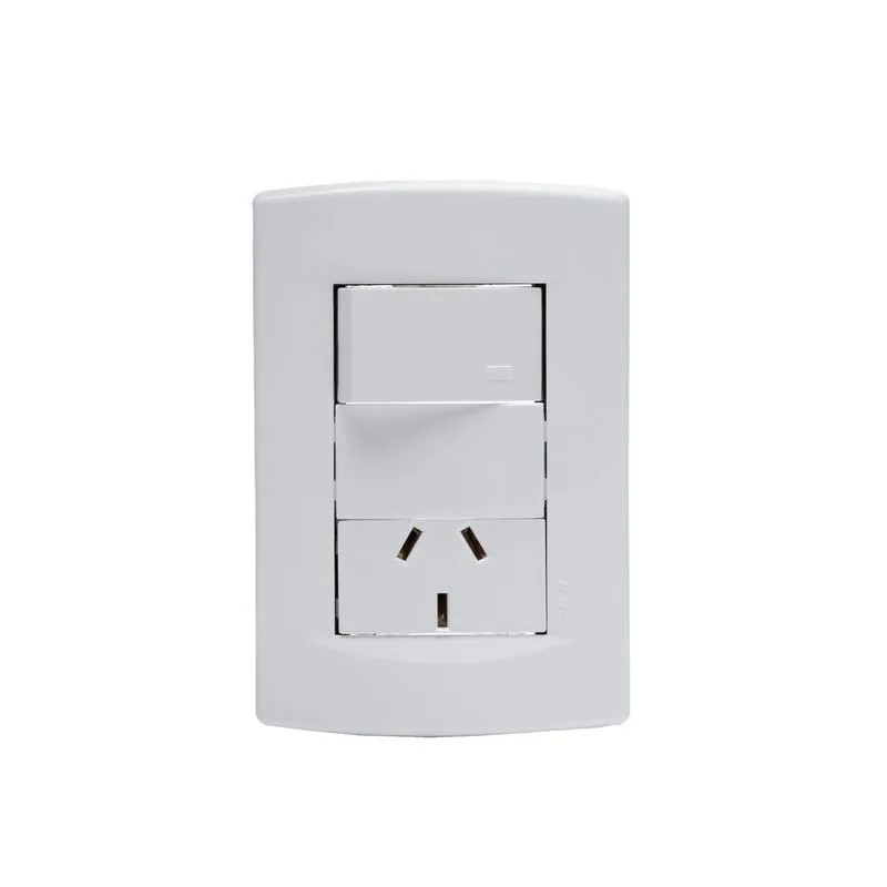 Conjunto armado SICA LIFE 1 punto y 1 tomacorriente combinado 10A blanco Conjunto armado SICA LIFE 1 punto y 1 tomacorriente combinado 10A blanco