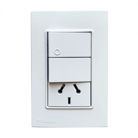 Conjunto armado TECLASTAR QUADRA 1 punto y 1 tomacorriente combinado 10A blanco