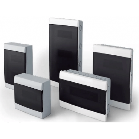 Caja SISTELECTRIC Q ENERGY pvc exterior 4 módulos fume gris