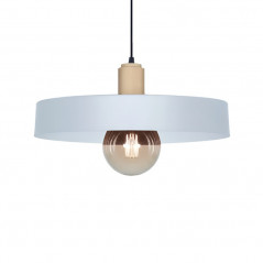 Colgante SAN JUSTO BALCARCE para 1 luz E27 blanco con detalle en madera