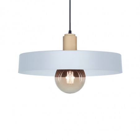 Colgante SAN JUSTO BALCARCE para 1 luz E27 blanco con detalle en madera