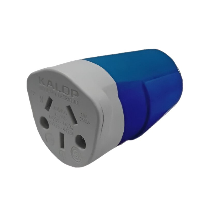Ficha hembra KALOP HEAVY DUTY perno chato móvil 10A 250V azul