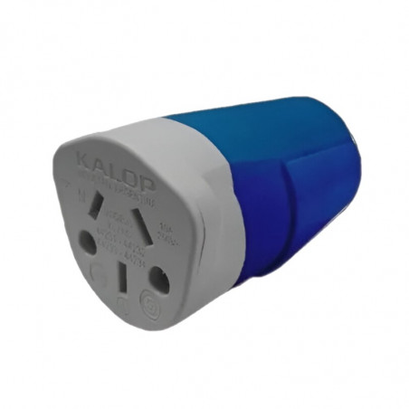Ficha hembra KALOP HEAVY DUTY perno chato móvil 10A 250V azul